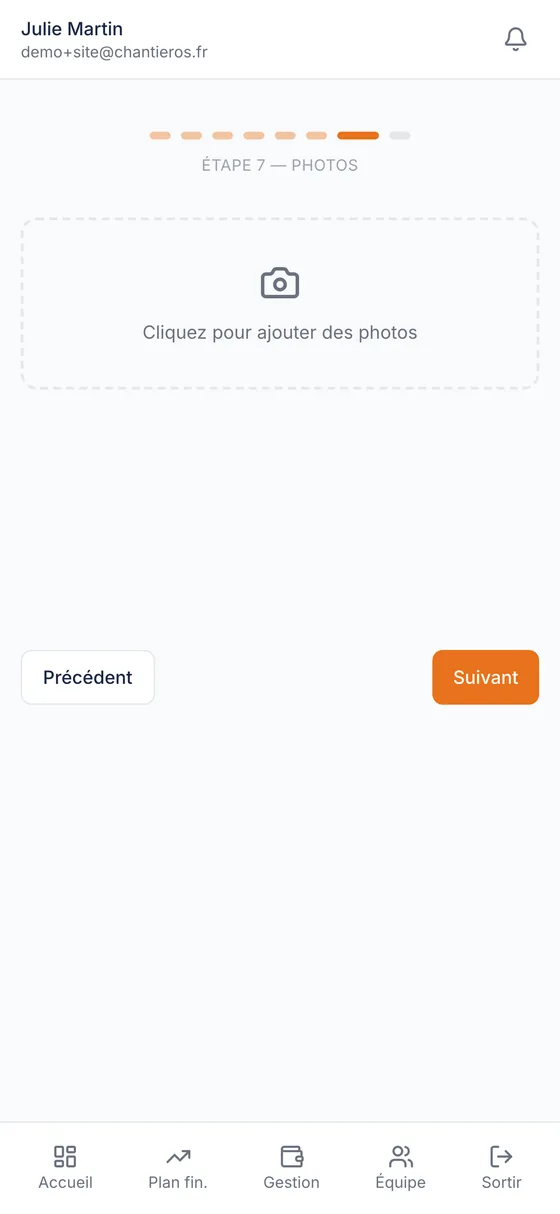 2. Étape Photos